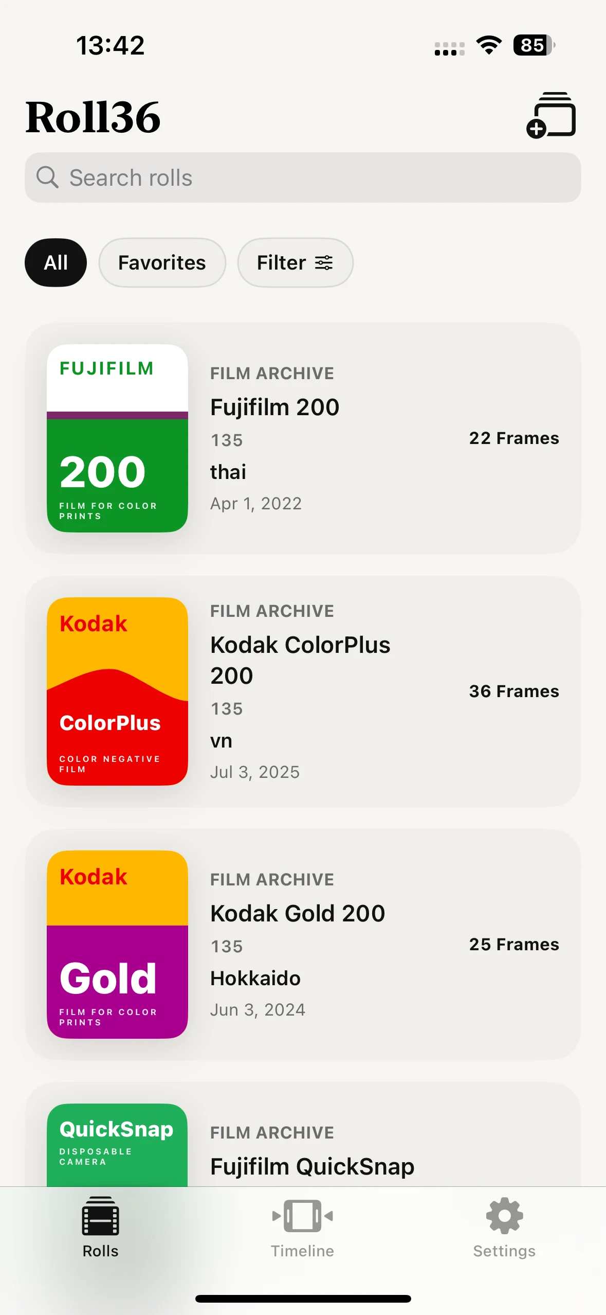 The English Roll36 film roll library
